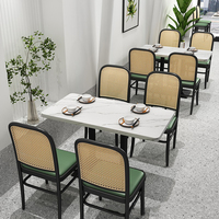 Ensemble de chaises de restaurant en rotin et table en bois, avec dossier en cannage naturel, canapé de restaurant, banquette, mobilier pour café et salon de thé