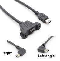 Cable USB 2.0 Mini B Macho a Mini B Hembra para Montaje en Panel con Tornillos, 1 Pie, Negro