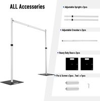 Kit de support de toile de fond en aluminium et fer réglable Roche Heavy Duty 10x10 pieds pour fêtes, événements, salons professionnels, décoration de mariage