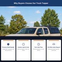 Capot rigide en fibre de verre FRP et aluminium pour benne de pick-up avec fenêtre latérale coulissante, fenêtre arrière et porte-bagages de toit