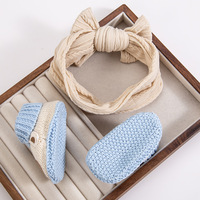 Chaussettes pour nouveau-nés et tout-petits les plus vendues avec bandeau assorti, chaussettes antidérapantes respirantes en acrylique tricoté à motif de dessin animé pour bébé