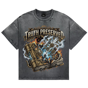 Vintage Acid <b>Wash</b> Distress Short Sleeve Men's Breathable T-Shirts Custom Oversized Punk Graphic Casual Fashion Streetwear Tees - Product Image 1
