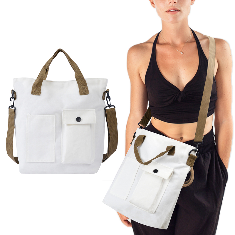 Canvas Cotton Tote Bag Long Shoulders