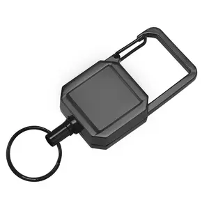 登山扣可伸缩重型钢卷筒钥匙链，用于Id支架和钥匙圈钥匙链钓鱼卷筒