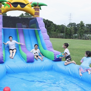 Combo de tobogán de agua inflable de doble carril con obstáculo de piscina grande para escalar toboganes de piscina inflables - Product Image 4