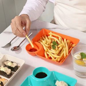 Assiette carrée japonaise créative en plastique pour sushi, avec compartiment à vinaigre, pour usage domestique, collations, desserts et pâtisseries de haute qualité, vente en gros - Product Image 5