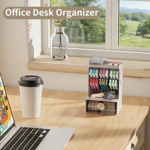 Slanted <b>Drawer</b> Style Four-Tier ABS <b>Plastic</b> Modern Multifunction Desk <b>Storage</b> Box Home Office Organizer Cosmetics Pens School - Product Image 5