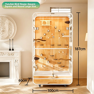 Grande volière <span class=keywords><strong>d</strong></span>'intérieur de luxe en bois pour oiseaux, style palais, pour ara, avec perchoir et plateau - Product Image 4