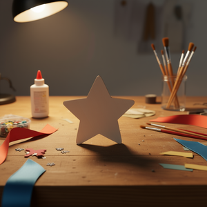 Base en bois en forme d'étoile Ilan, 15 cm, épaisseur 2 mm, décoration artisanale - Product Image 2