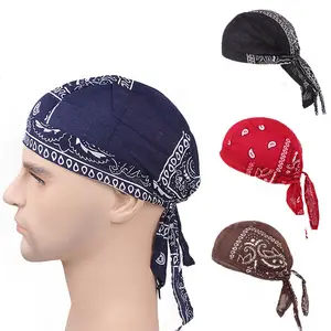 Wholesale Custom Logo Hair Durag Skull Cap Bandana Head Wraps Biker Beanie Cap Bandana Hat Chemo Cap Dew Rag For Men women