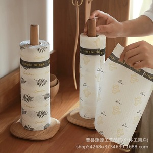 Porte-serviettes en papier en bois massif, support circulaire vertical pour rouleaux de cuisine, support de rangement absorbant l'huile pour usage domestique - Product Image 3