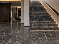 Dalles et carreaux en marbre Grigio Carnico gris poli avec veines blanches pour tables à manger, meubles-lavabos de salle de bain, murs décoratifs et comptoirs de bar