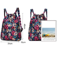 Sac à dos à cordon de serrage avec motif floral personnalisé, sac de sport d'extérieur, grande capacité, sac de maman, sac à dos de voyage léger
