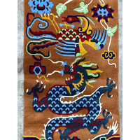 Tapis de haute qualité en pure laine tuftée à la main, design Ushak classique, à poils ras, couleur unie, avec envers en latex durable
