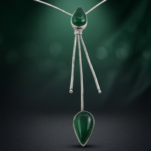 Collier pendentif Art Palace Impressive Fine en onyx vert avec accents argentés - Product Image 3
