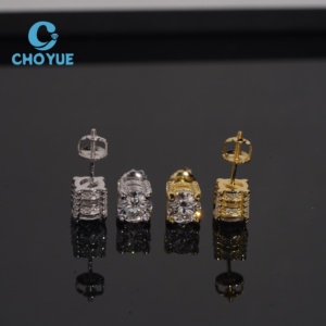 Pendientes de Moissanita Redondos de 4 Puntas, Plata 925, 6.5mm, con Cierre de Rosca, Pasan la Prueba del Diamante - Product Image 2