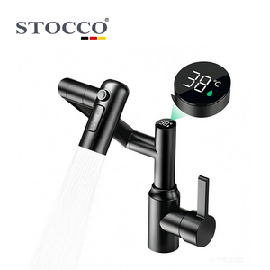<span class=keywords><strong>Robinet</strong></span> <span class=keywords><strong>de</strong></span> cuisine extractible en laiton noir mat, <span class=keywords><strong>2</strong></span> modes, rotation à 360°, affichage numérique <span class=keywords><strong>de</strong></span> la température, cartouche céramique, idéal pour hôtels - Vente Flash - Product Image 2