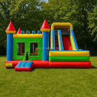 Trampoline gonflable coloré pour enfants, équipement de terrain de jeu extérieur, château gonflable commercial avec toboggan