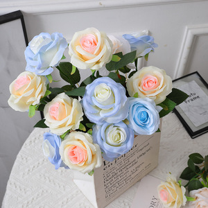 Rosa Artificial de Tallo Único, Color Azul Hielo, Flor de Seda para Decoración de Sala de Estar, Centro de Mesa para Bodas, Arreglos Florales para el Hogar - Product Image 2
