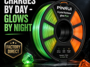 ไส้พลาสติกเรืองแสงในที่มืด PINRUI ขนาด 1.75 มม. สีรุ้งคริสตัล สำหรับเครื่องพิมพ์ 3 มิติ สีเขียวเรืองแสง สีส้ม สำหรับ Bambu Lab และ Creality - Product Image 1