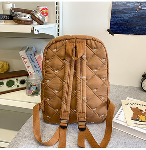 Cute Bow Junior High College Students Nylon <b>Backpack</b> Fashion Unisex Large Capacity Casual <b>Daily</b> School <b>Backpack</b> - Product Image 4