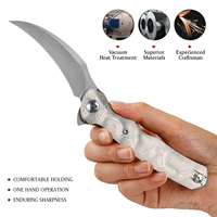 Couteau pliant multifonctionnel TRIVISA Lacerta EDC, lame 14C28N, manche en aluminium avec clip, outil de pêche, de chasse et de camping