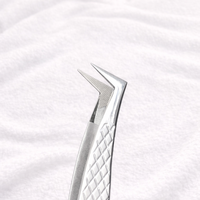 Pinzas para Pestañas de Acero Inoxidable con Punta de Fibra, con Caja, Forma de L, Logotipo Personalizado, Juego de Pinzas para Pestañas al por Mayor