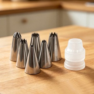Piping Tip Set 6-Head Nozzle Converter C226J Piping Nozzle 10-Piece Set Baking Decorating Supplies - Product Image 1