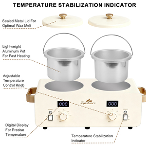 Lifestance เครื่องกำจัดขนหม้อขี้ผึ้งคู่, ใช้ได้กับปลั๊กทั่วไปกำจัดขนบนใบหน้าแบบพกพาร่างกายมือใช้ในบ้านร้านเสริมสวย - Product Image 6