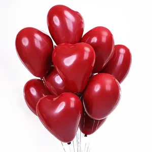10 дюймов красный гранат двойной слой латекса для воздушных шаров в форме сердца свадебные туфли с круглым носком, номер партии сценический декорирующий латексных воздушных шаров