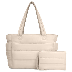 Bolso de Mano Acolchado con Portavasos y Compartimentos para Laptop, Bolso de Hombro Acolchado para el Trabajo, Viajes, Gimnasio, Bolso Tote para Mujer - Product Image 1
