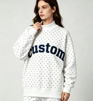 Sweat-shirt à col montant unisexe surdimensionné à manches longues en coton 100% avec broderie 3D personnalisée Sororité Grecque, style Preppy décontracté pour l'automne