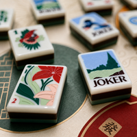 Juego de Mahjong Americano de Acrílico de 3 Capas con 160 Fichas, Diseño Oriental de Nenúfares, Base Verde, Ideal para Regalo o Noche de Juegos