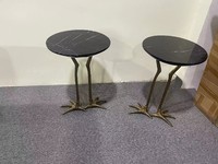 Tables basses et d'appoint rondes modernes de luxe, cadre en acier inoxydable doré, plateau en métal, ensemble de meubles de salon personnalisable
