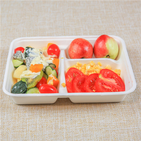 Biodegradable disposable food clamshell / 3 5 compartments food box / tray