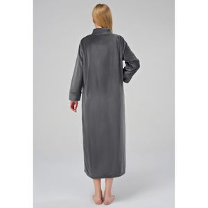 Sioro Albornoz de lana para mujer con cremallera larga y bolsillos, ropa de dormir cálida, tallas S-XL - Product Image 3