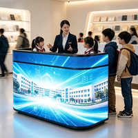 Comptoir de réception mobile en forme de U avec écran LED incurvé et roulettes, écran publicitaire LED intérieur pour salon professionnel, hôtel, événement d'accueil