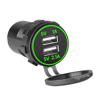 Chargeur USB rond OEM à double port de charge USB 10W+5W, chargeur de bus USB 12/24V