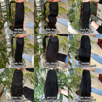 Extensions de cheveux humains vierges 100% Remy, qualité 12A, ondulation naturelle, tissage chinois, queue de cheval enveloppante couleur naturelle qualité 9A et 7A