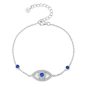 KRKC-pulsera de plata de ley 925 con Ojo Azul malvado, pulsera de zafiro, CZ, diamante, madre de perla, <span class=keywords><strong>mal</strong></span> de ojo de Diablo, para mujer - Product Image 6