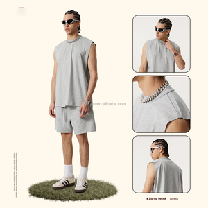 T-shirt con Logo personalizzato 210gsm da uomo con canotta ad asciugatura rapida e fresca e tinta unita in cotone traspirante senza maniche senza maniche - Product Image 5