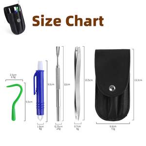 Ensemble d'outils anti-puces et anti-tiques approuvés par le vétérinaire-Kit d'élimination des tiques 5 en 1 avec acier inoxydable-Comprend une pochette Design portable pour animaux de compagnie - Product Image 2
