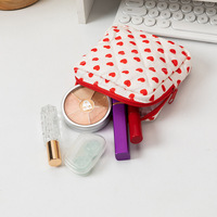 Tas Makeup Klasik Bentuk Hati untuk Perjalanan, Motif Stroberi Persik Bunga, Kantong Penyimpanan Poliester dengan Ritsleting, Tersedia