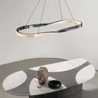 Minimalisme Lampe Anneau Chambre Salon Salle À Manger Escalier Nordique Moderne Noir Métal Led Lustres Suspendus
