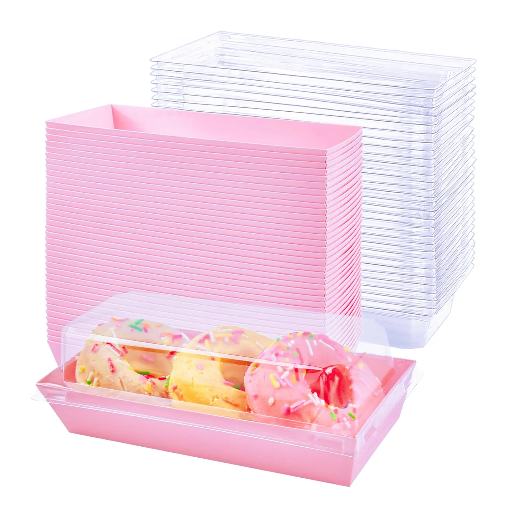 Dessertcontainer Met Transparant Deksel Brooddoos, Gebruikt Voor Het Bakken, Cake, Rechthoekige Displaydoos Voor Koekjes