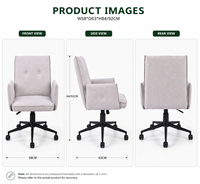 Chaise de bureau pivotante en tissu CARLFORD, style moderne du milieu du siècle, hauteur réglable, roulettes pivotantes à 360°, siège incurvé, pour ordinateur