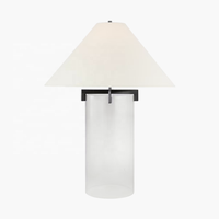 Lampe de table Brooks en verre et tissu, style art moderne, pour chambre à coucher, café, restaurant, hôtel, intérieur
