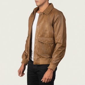 Veste slim en cuir véritable marron pour homme, fermeture boutonnée dissimulée, logo sur le devant, style décontracté, doublure respirante en fausse fourrure, automne - Product Image 2