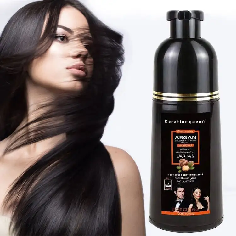 OEM/ODM Vente en gros Brun noir Facile à utiliser Organique 5 en 1 Extrait de plantes Shampooing colorant pour les cheveux