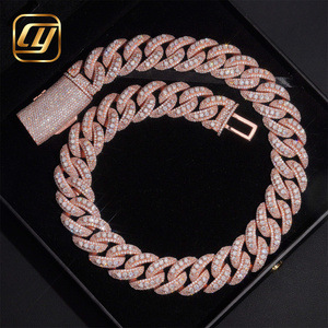 สร้อยคอเงินแท้ 925 ขนาด 23 มม. แบบ Cuban Link ประดับเพชร Moissanite VVS ระดับ Iced Out สไตล์ฮิปฮอป ผ่านการทดสอบเพชร เหมาะสำหรับเครื่องประดับชั้นดี - Product Image 1